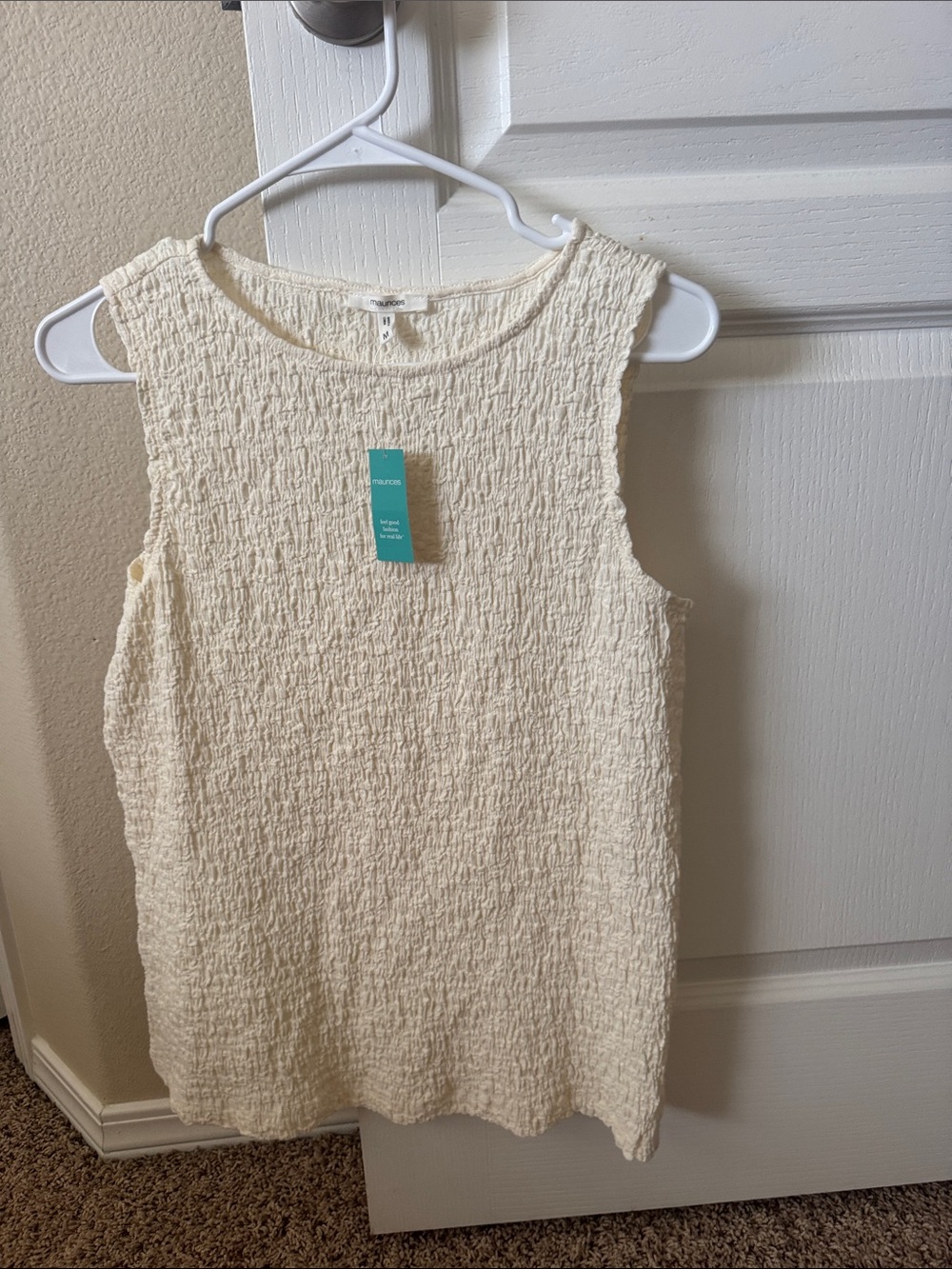 Maurices Cream Textured Sleeveless Tank Top